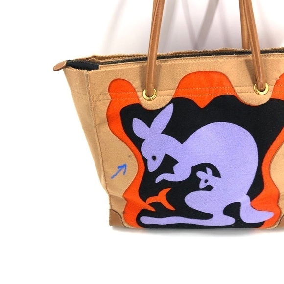 Rare Michael Simon Kangaroo Tote Bag Colorful Felt Carryall Designer Artsy Purse - Picture 10 of 13